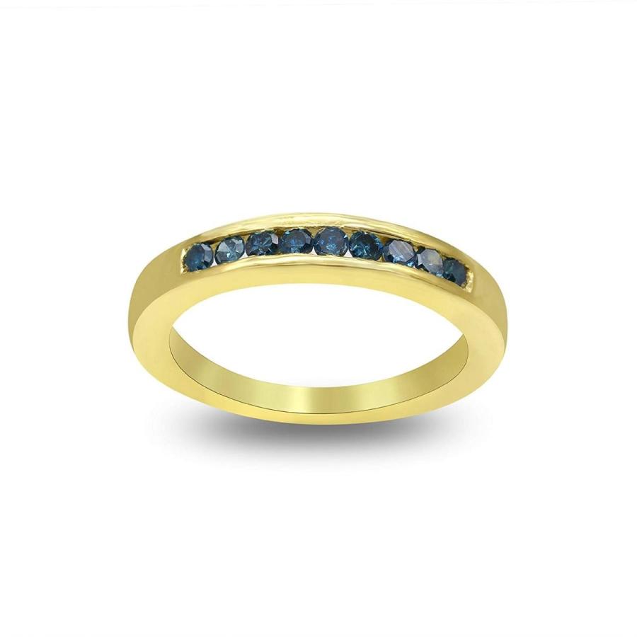 1/4 CTTW Sterling Silver Channel Set Blue-Diamond Wedding Band