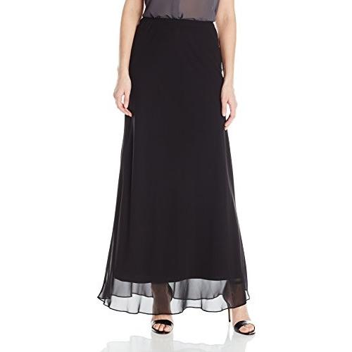 Alex Evenings Women's Long A-line Chiffon Skirt, Black XL