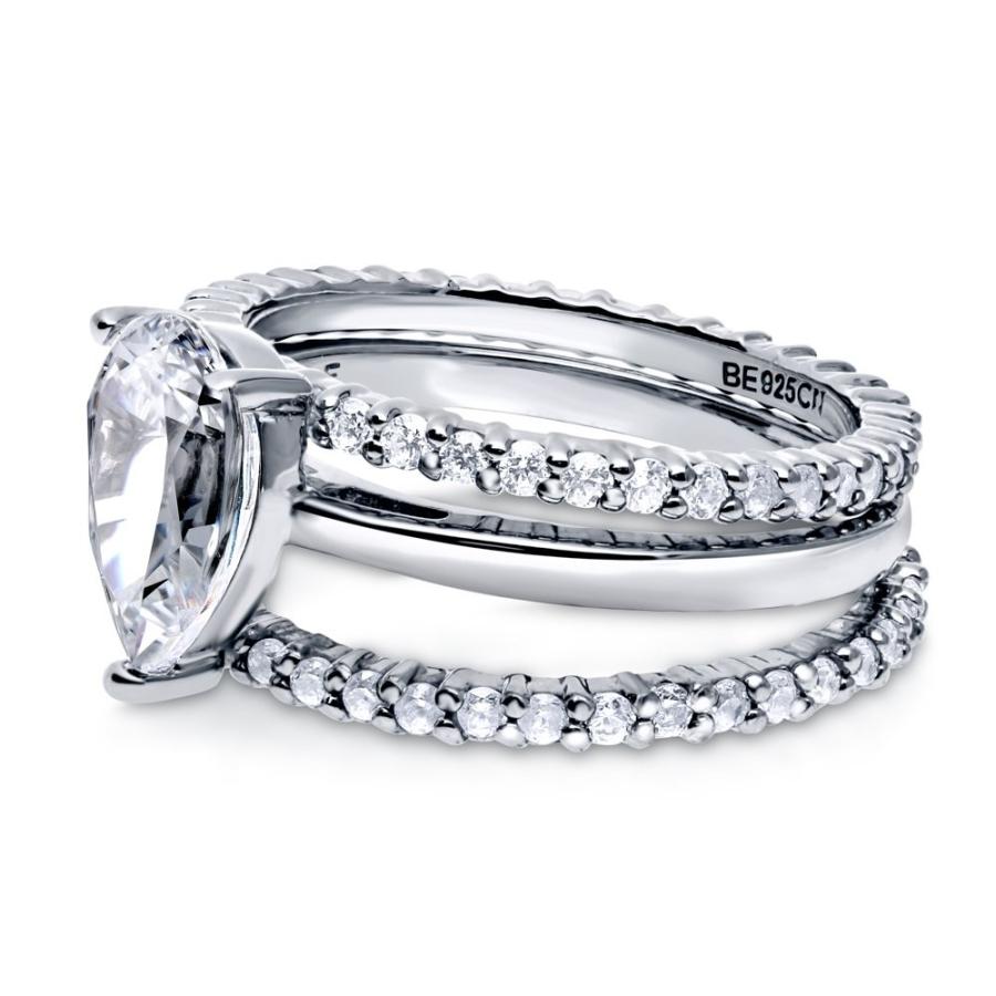 BERRICLE Rhodium Plated Sterling Silver Cubic Zirconia CZ Solitaire En