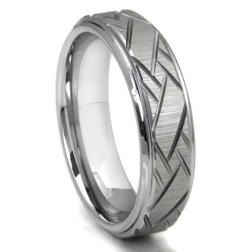 Eric Designs Tungsten Diagonal Groove Wedding Band Ring Sz 11.0