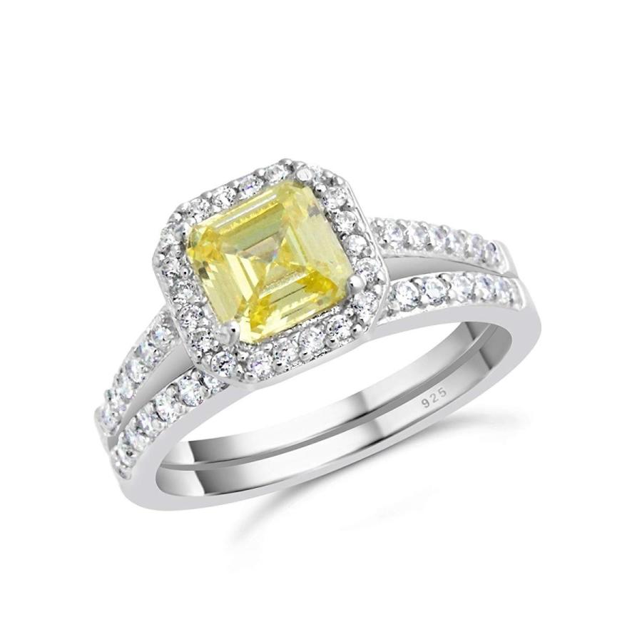 Sterling Silver Antique Style Canary Cubic Zirconia Engagement Ring Br