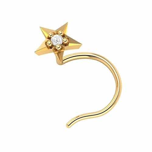 Demira Jewels 14k Yellow Gold Brilliant Cut Diamond Star Wedding Nose