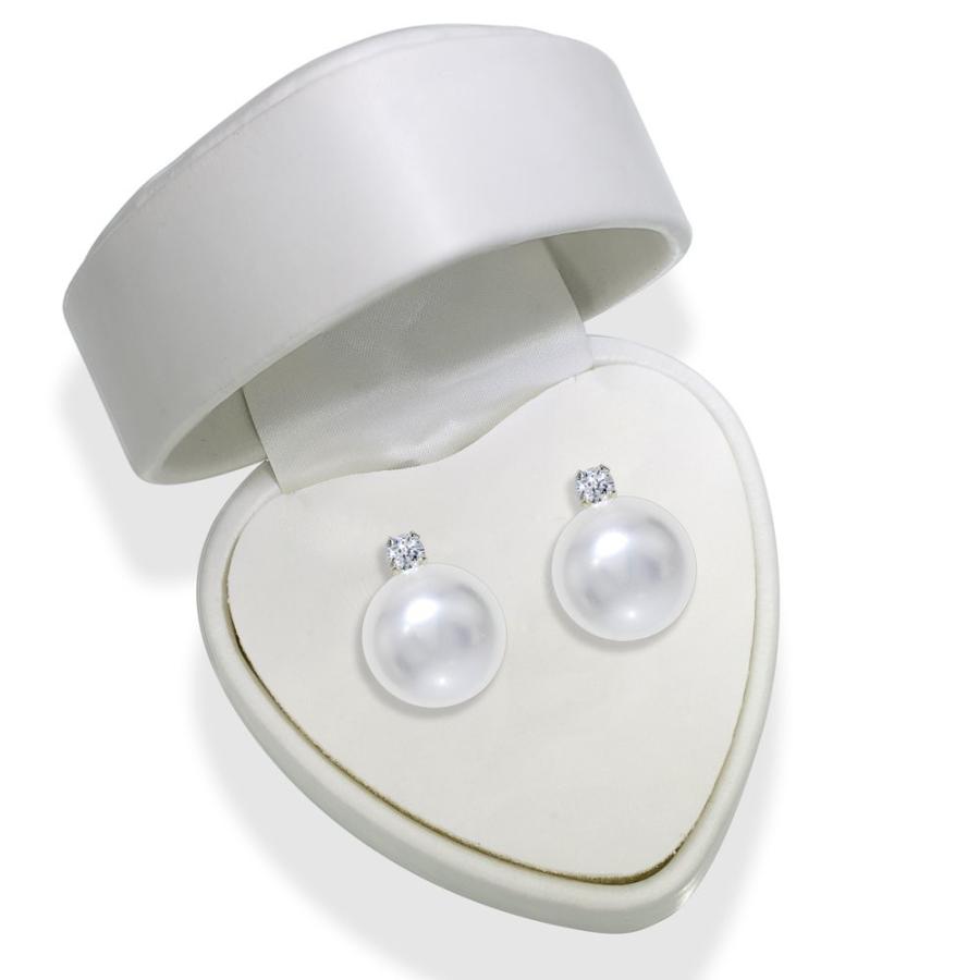 Sterling Silver 1/10cttw Diamond 8-8.5mm White Button Shape Freshwater