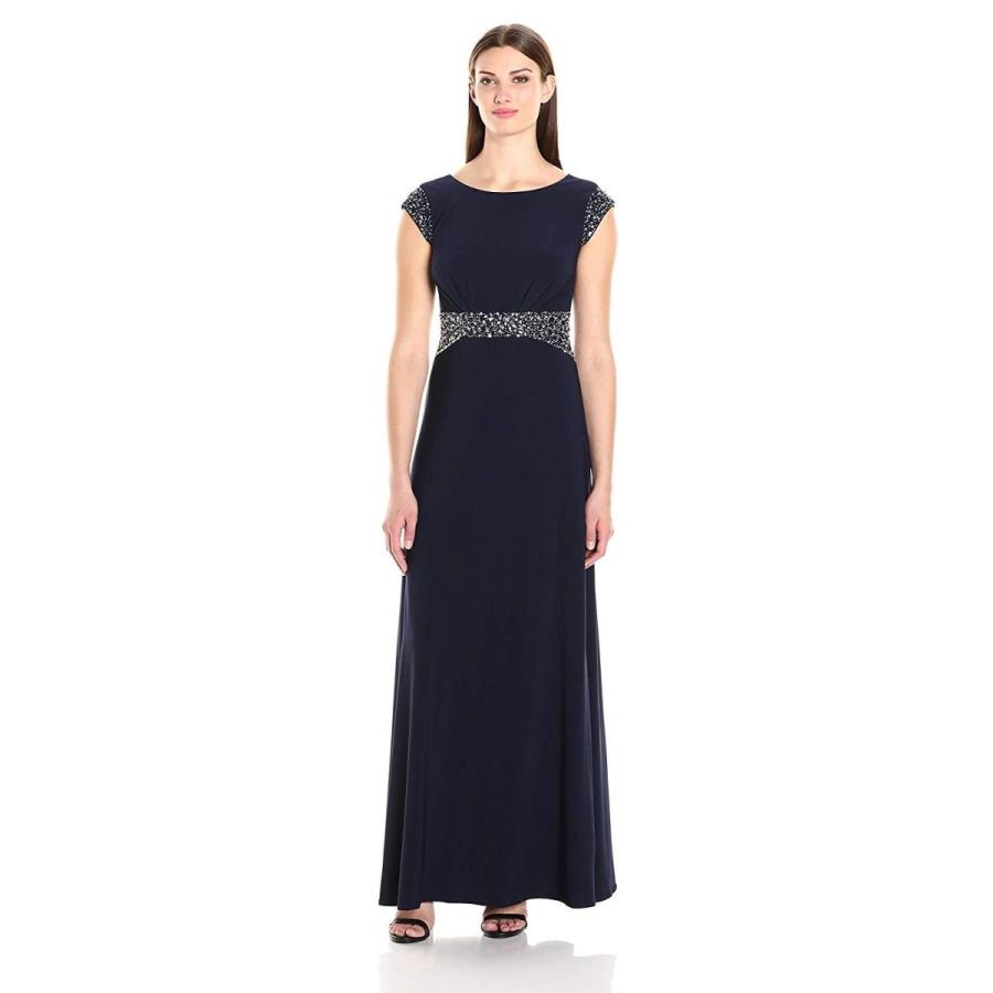 Alex Evenings Women's Beaded Waist Dress, Navy 10