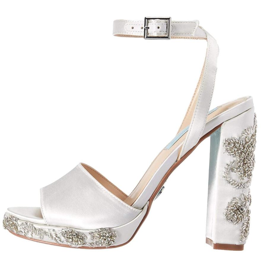 Blue by Betsey Johnson Women's SB-Carin Heeled Sandal, Ivory Satin, 5.