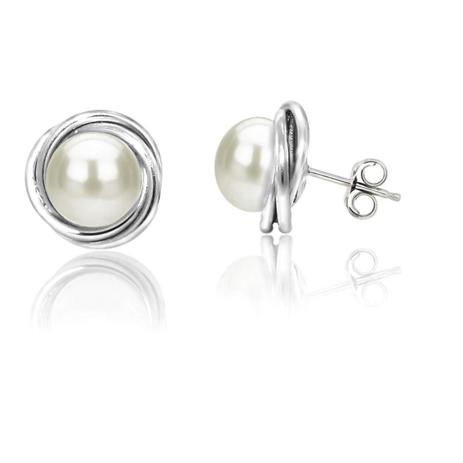 Sterling Silver 8-8.5mm White Freshwater Cultured Pearl Pendant and Ea