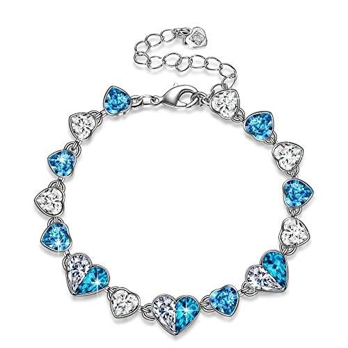 QIANSE Mothers Day Bracelet Gifts Love in Iceland Ice Blue Heart Tenni