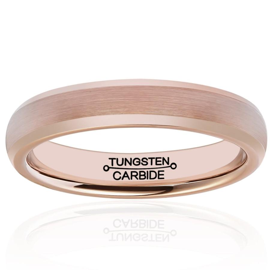HSG Tungsten Rings for Men Rose Gold Ring for Women 4mm Matte Comfort
