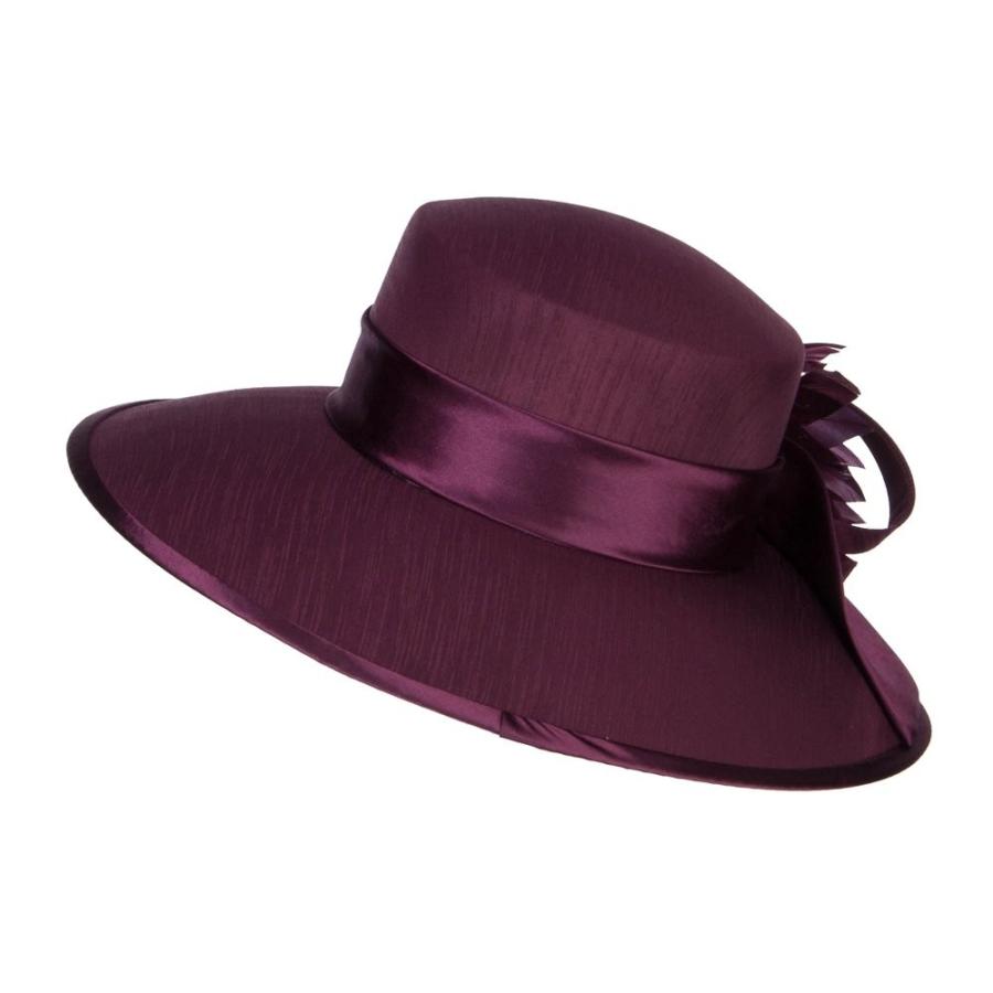 Flower Accent Fashion Wide Brim Hat - Plum OSFM