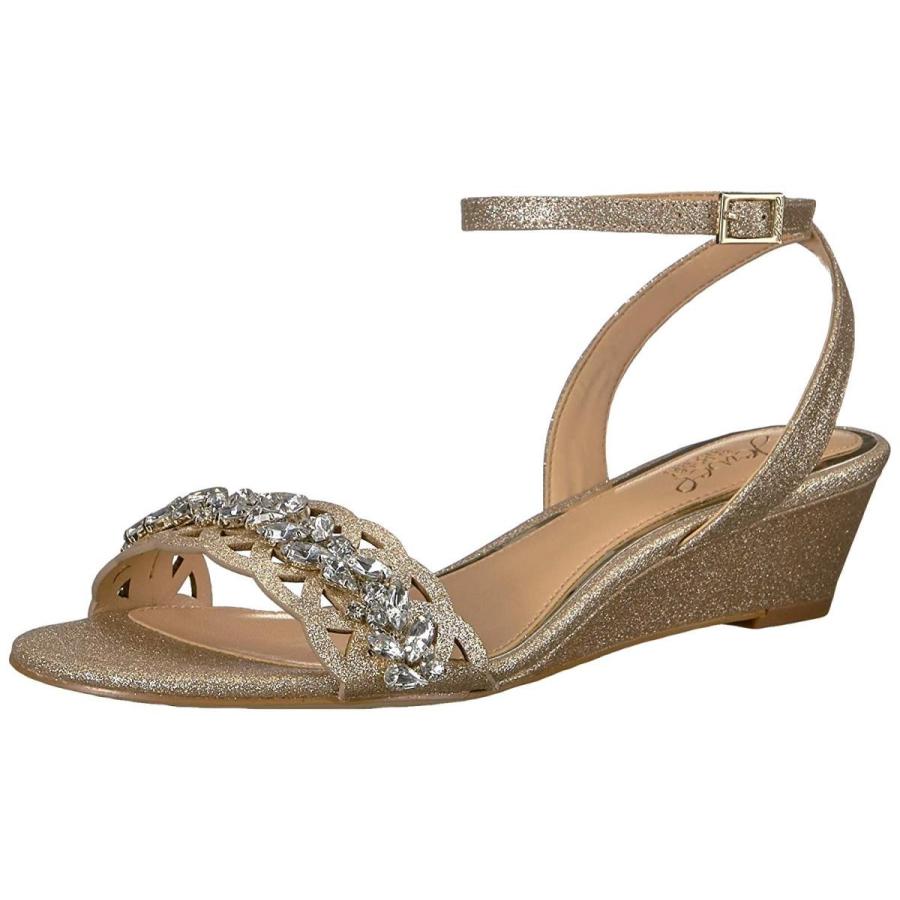 Badgley Mischka Jewel Women's Kindle Wedge Sandal Gold Glitter 8.5 M U