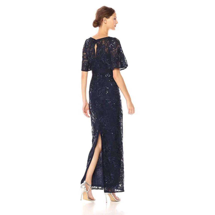 Metallic Sleeve 3/4 Women's Papell Adrianna Sequin M Gown, Embroidered ネックレス、ペンダント 超格安価格