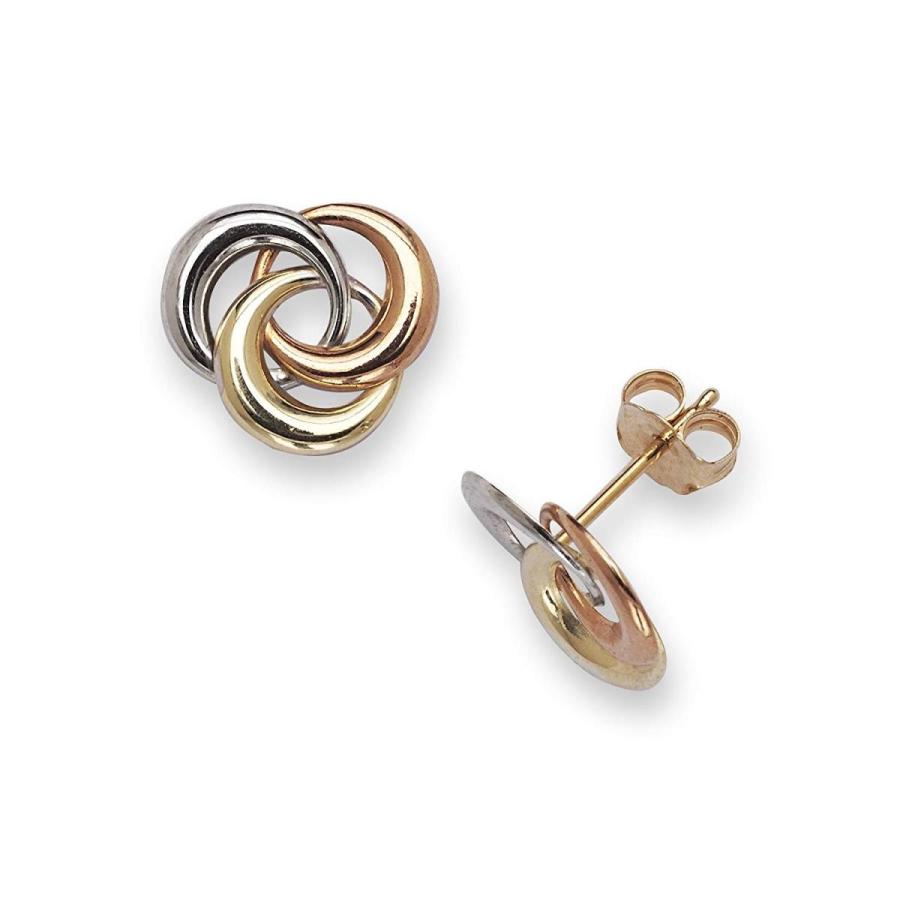 割引カーニバル Jewelryweb 14K Tri-color Gold Love-knot Circle Post Earrings - Measure