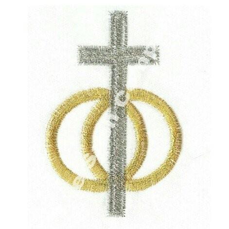 Deluxe Satin Wedding Rings Unity Cross White Clergy Stole Double Borde