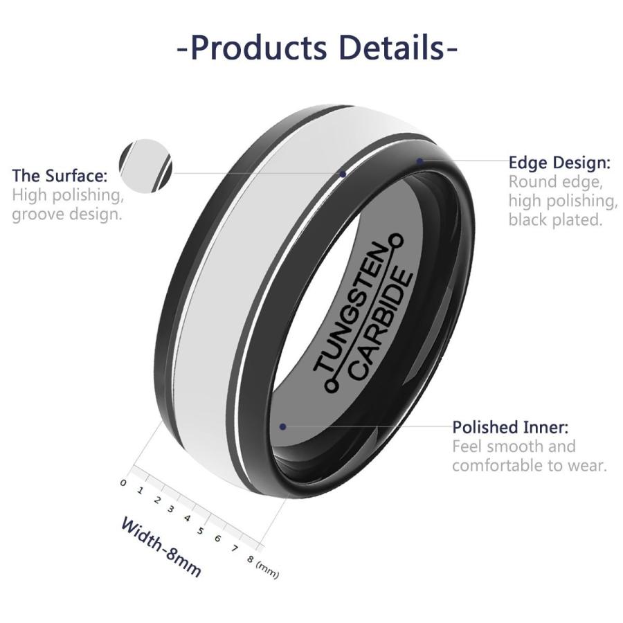 HSG Tungsten Rings For Men Black Plating Wedding Engagement Band 8mm P