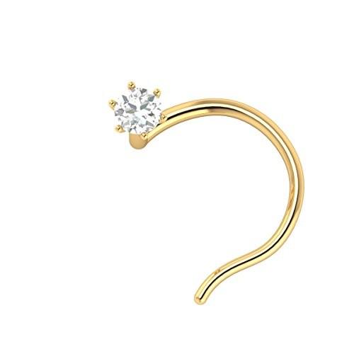 14k Yellow Gold Brilliant Cut Diamond Wedding Nose Body Piercing Ring
