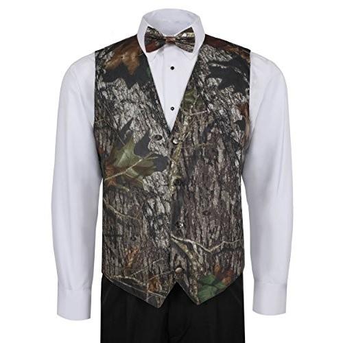Mossy Oak Camouflage Vest?For Men w/ Long Tie & Bow Tie - Medium