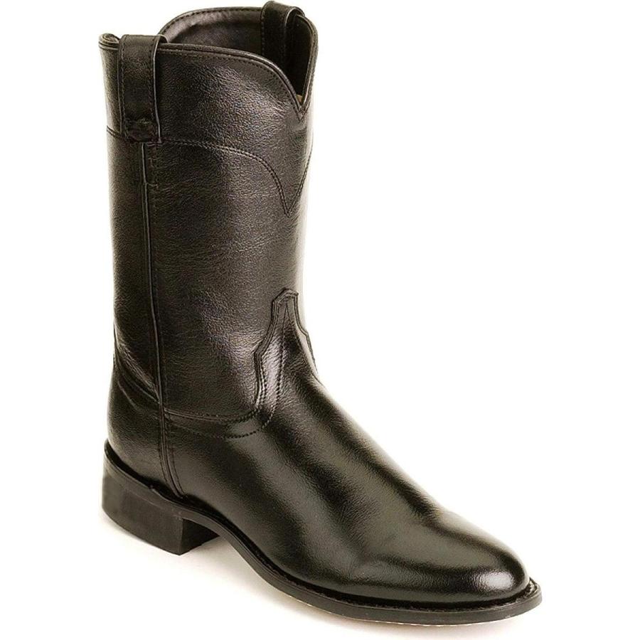 Old West Men's Leather Roper Cowboy Boot Black 12 EE US