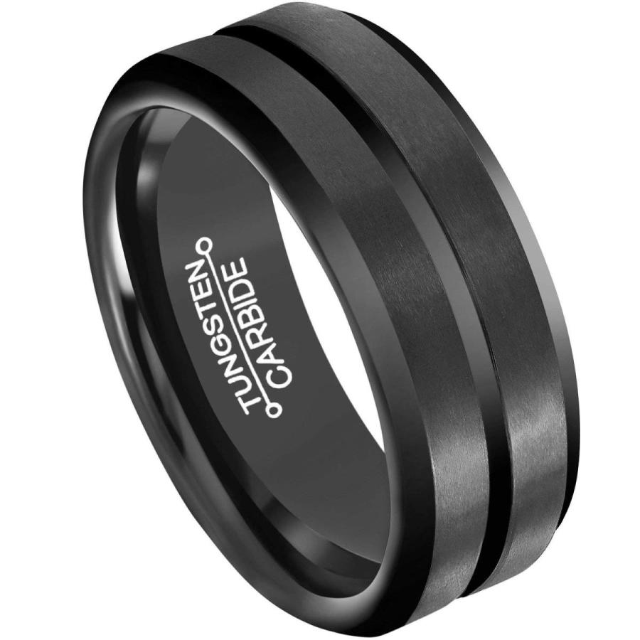 HSG Tungsten Men Ring 8mm Black Plated Tungsten Carbide Wedding Band P