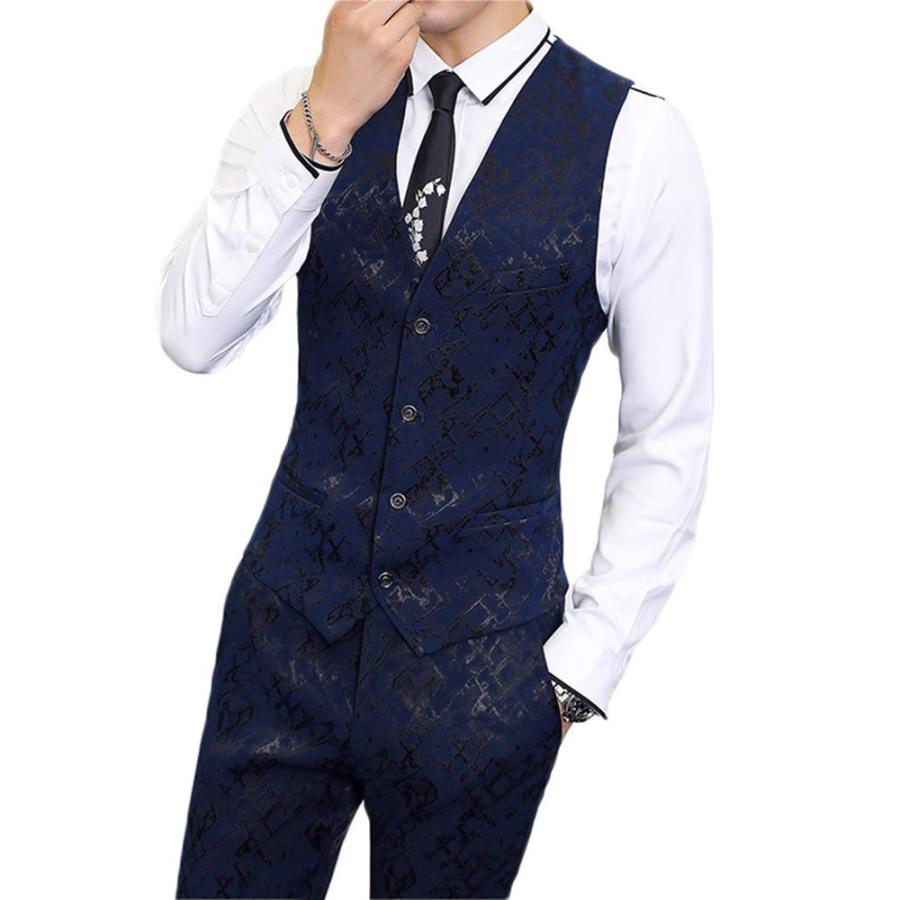 MAGE MALE Men's 3-Piece Suit Floral Pattern Slim Fit Weddings Party Di