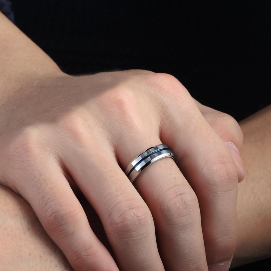 HSG Rings for Men Tungsten Thin Blue Line Plated 6mm Wedding bands Com