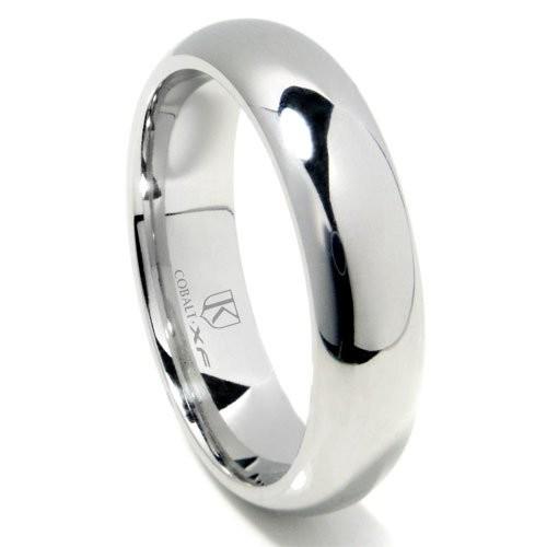 Titanium Kay Cobalt XF Chrome 6MM High Polish Plain Dome Wedding Band