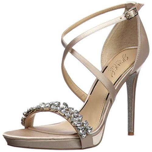 Badgley Mischka Jewel Women's DANY Heeled Sandal, Champagne Satin, 6.5