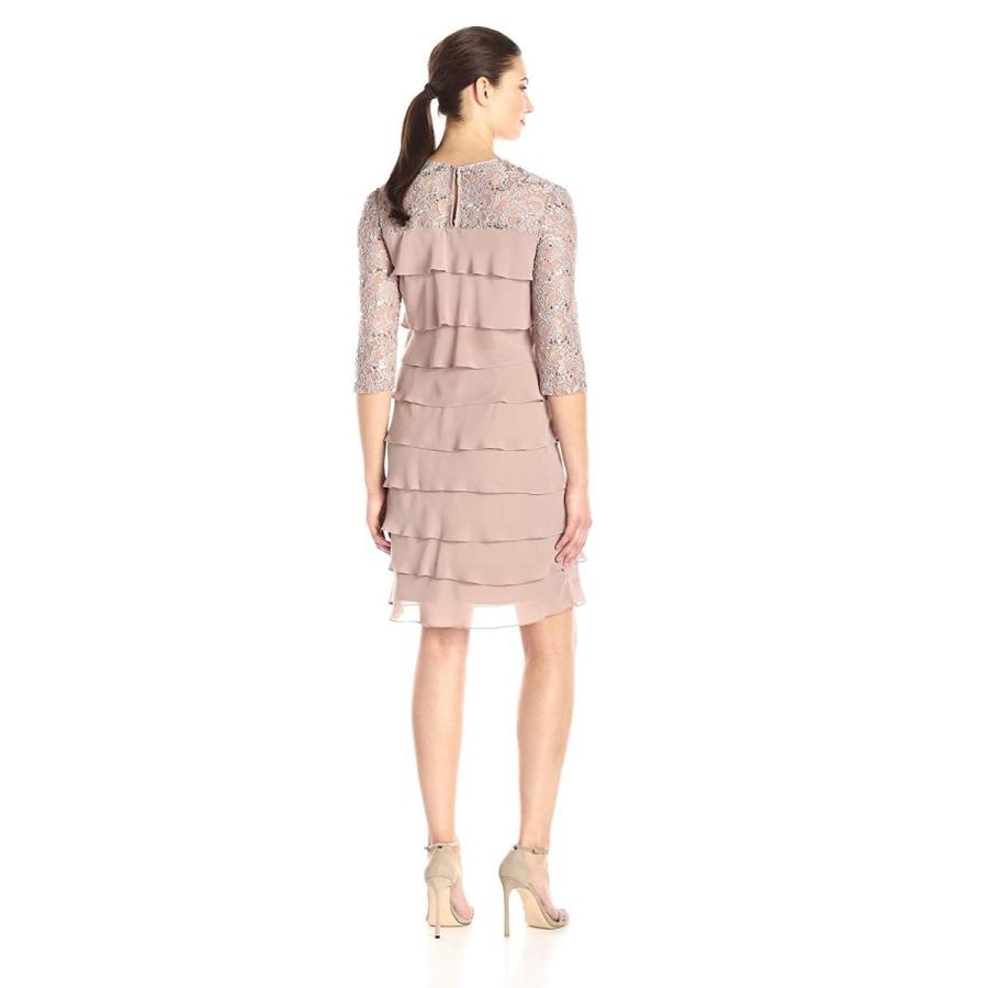S.L. Fashions Women´s Illusion Top Multi Tiered Dress， Cashmere 10