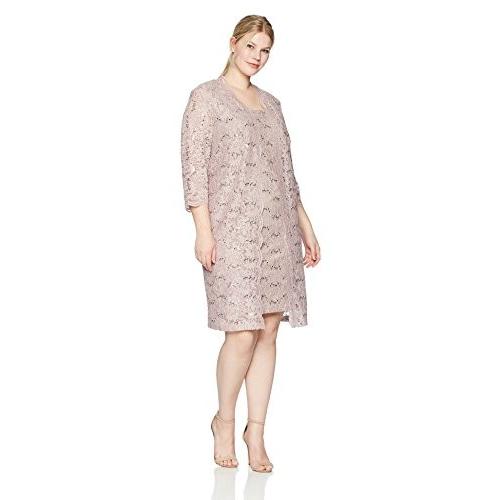Alex Evenings Women's Plus Size Lace Jacket Dress, Pure Rose 24W