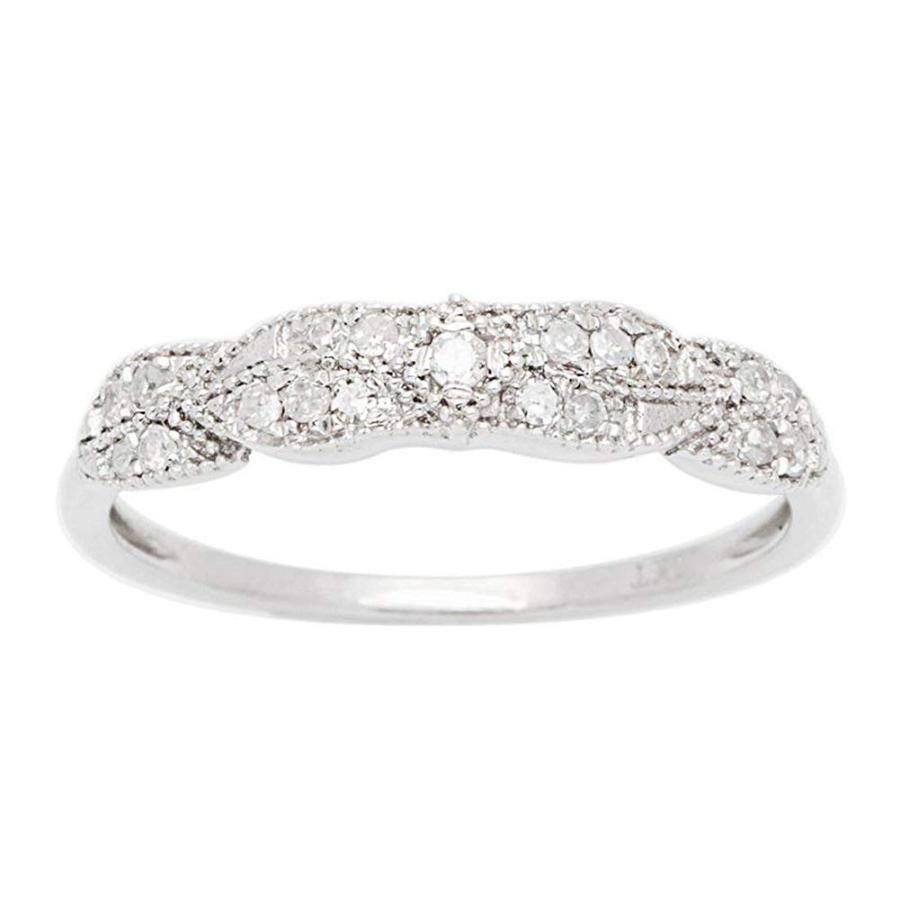 10k White Gold Diamond Vintage Style Anniversary Ring (1/7 cttw