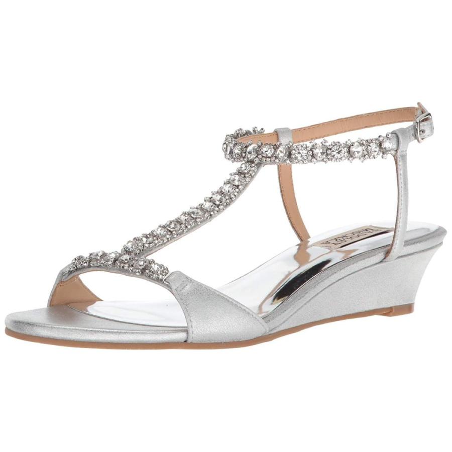 Badgley Mischka Women's Yadira Wedge Sandal, Silver, 7.5 M US