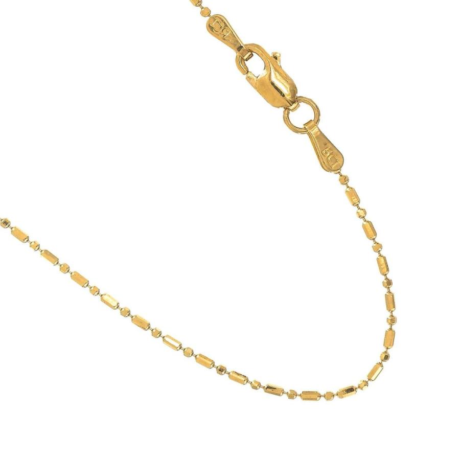JewelStop 14k Solid Yellow Gold 1mm Diamond-cut Bar & Bead Ball Chain
