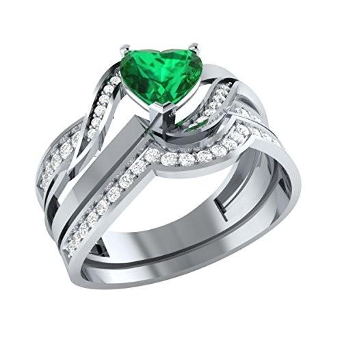 Demira Jewels Heart Shape Engagement Wedding Ring Set in Solid 925 Sil 人気・おすすめ｜省スペース設計・旅行向けにおすすめ お得商品 プライバシー配送 国内発送・安心販売体制