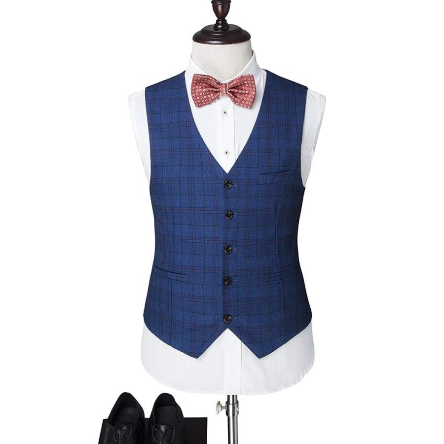 Mens One-Button Designer Luxurious Suits Plaid Tuxedos 3-Piece Set Bl