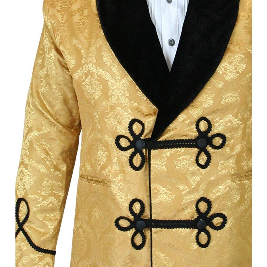 Historical Emporium Men's Vintage Brocade Smoking Jacket 2X Gold