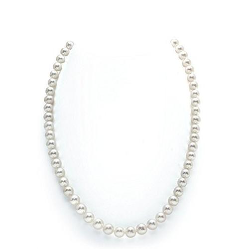 THE PEARL SOURCE 14K Gold 6.0-6.5mm AAAA Quality White Freshwater Cult