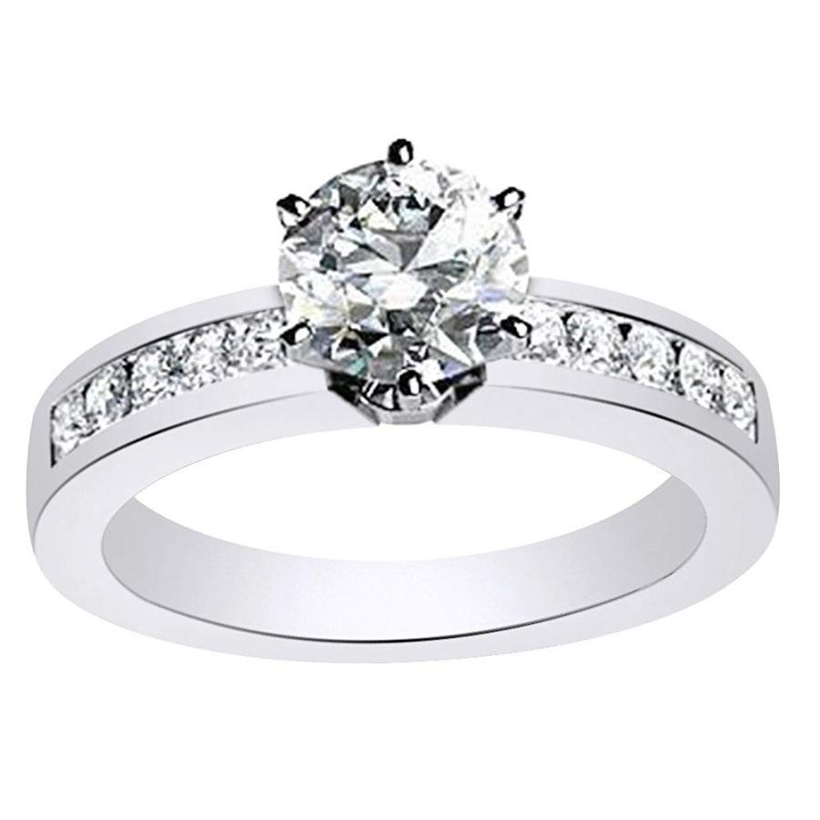 White 10k AFFY Gold Size-6 Zirconia Cubic Ring Wedding Solitaire Round ネックレス、ペンダント 【2021春夏新色】