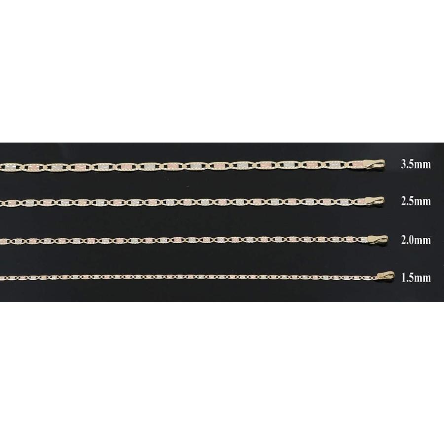 Real 10K Tri Color Yellow, White, Rose Gold Flat Anchor Valentino Chai