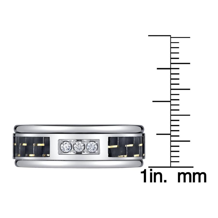 Mens Tungsten Carbon Fiber and Diamond Band (0.15cts)
