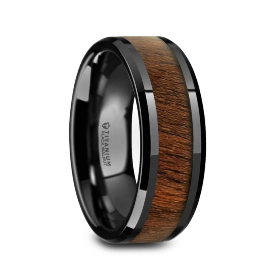 Thorsten Rings THORSTEN - KONY Black Titanium Wedding Ring with Walnut