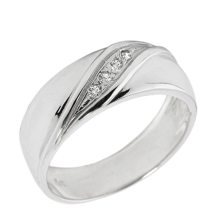 Men's 10k White Gold 4-Stone Diamond Wedding Band (Size 12.5)