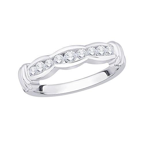 Diamond Wedding Band in 14K White Gold (1/3 cttw, (G-H,I2-I3) (Size-5)