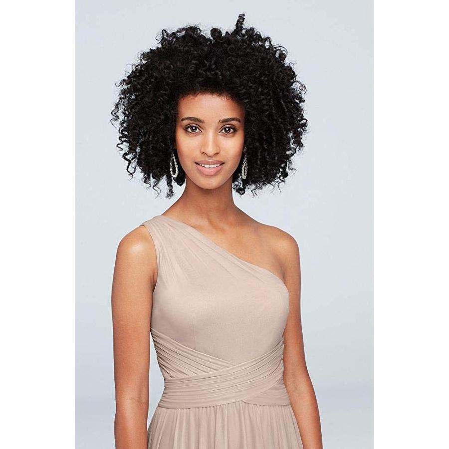 David's Bridal One-Shoulder Mesh Bridesmaid Dress with Full Skirt Styl