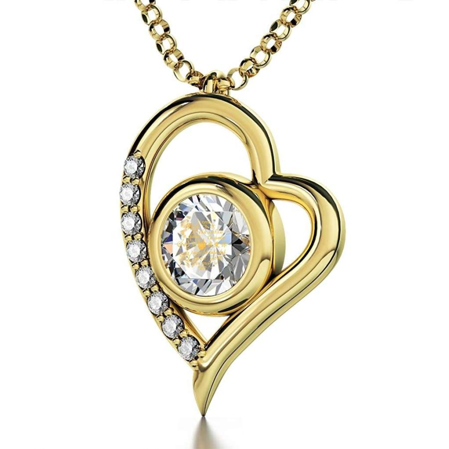 Nano Jewelry Gold Plated Heart Pendant Necklace I Love You 12 Language