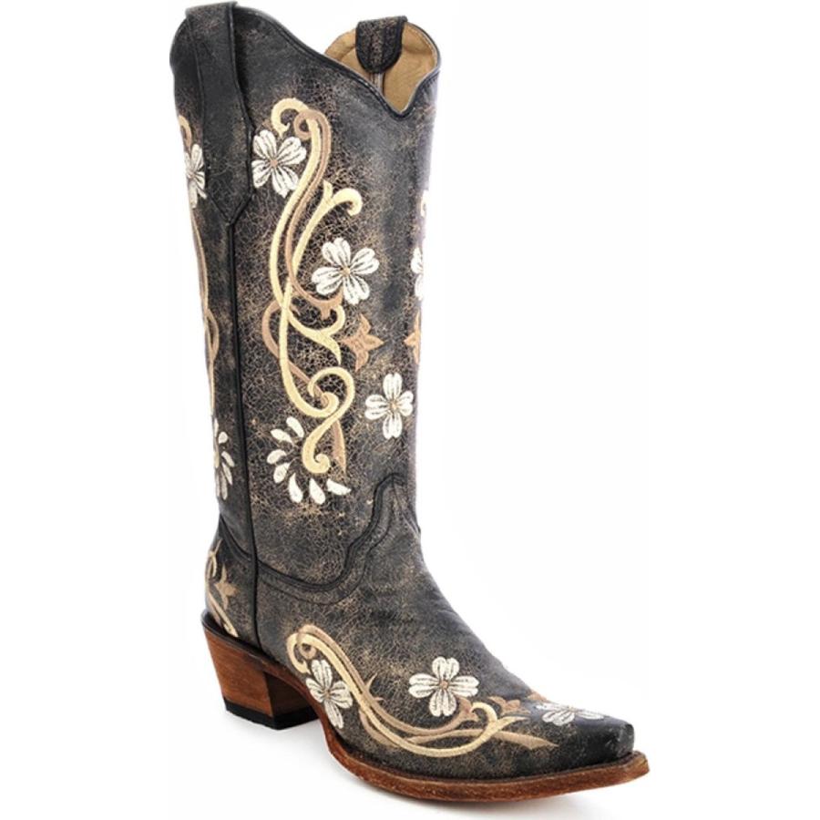 Circle G Women's Floral Embroidered Cowgirl Boot Snip Toe Brown 7.5 M