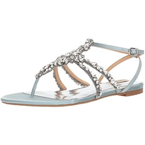 Badgley Mischka Women's Hampden Flat Sandal, Crystal Blue, 8.5 M US