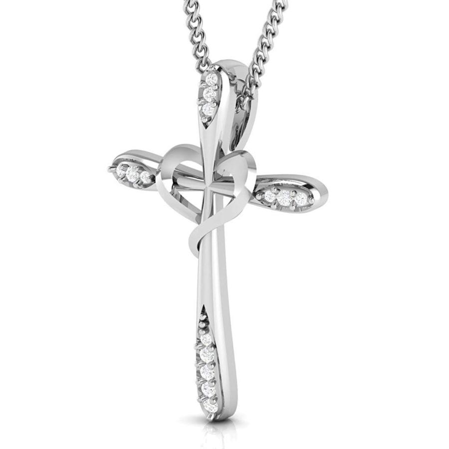 Fehu Jewel Women's 0.08ct Natural Diamond Gold Plated Silver Heart Cro