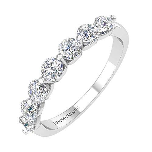 14k White Gold 7 Stone Prong Set Diamond Wedding/anniversary Band Ring