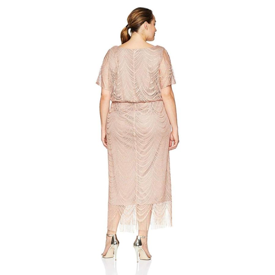 S.L. Fashions Women's Plus Size Long Blouson Column Dress, Gold, 14W