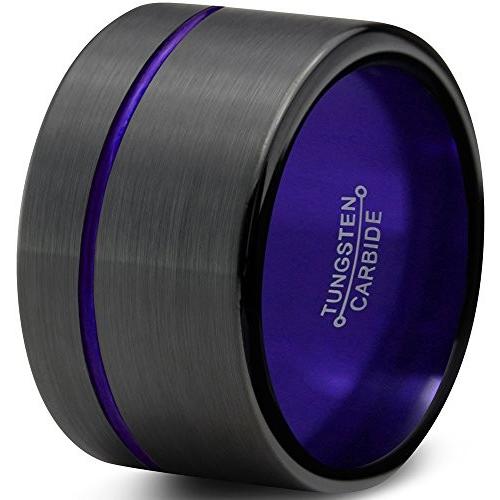 Chroma Color Collection Tungsten Wedding Band Ring 12mm for Men Women
