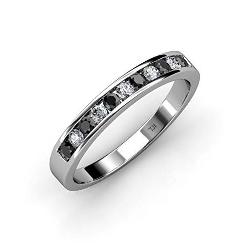 TriJewels Treated Black & White Diamond 11 Stone Channel Set Wedding B